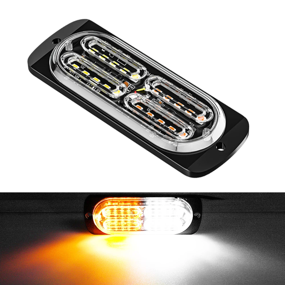 

1x NEW Strobe Warning Light Amber LED Side Flashing Beacon Emergency Hazard Marker Grille Lamp Bar Truck Trailer Pickup 12V 24V