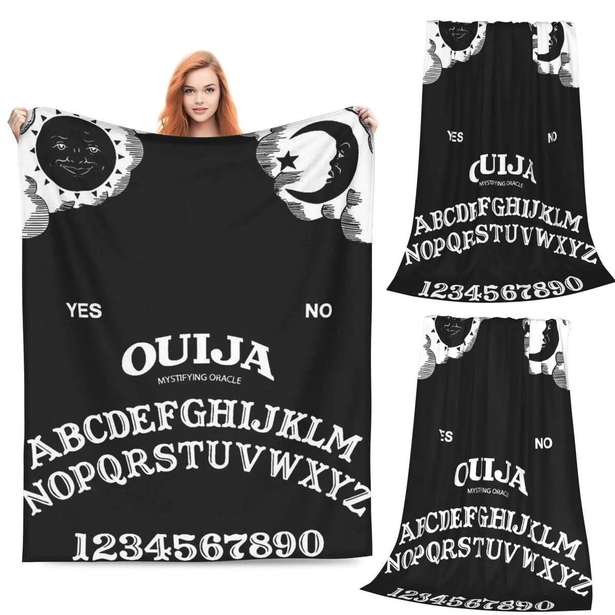 Ouija Board Bat Black Blankets Soft Warm Flannel Throw Blanket Bedding for Bed Living room Picnic Travel Home Sofa