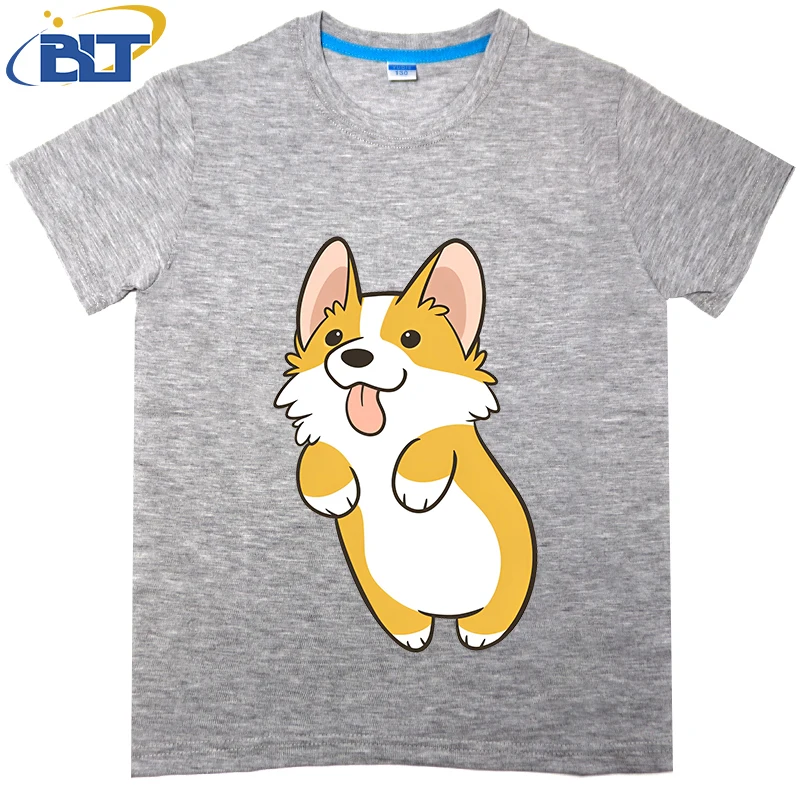 Pembroke Corgi 프린트 어린이 티셔츠, 여름 코튼 반팔 캐주얼 탑, 남아 및 여아에게 적합