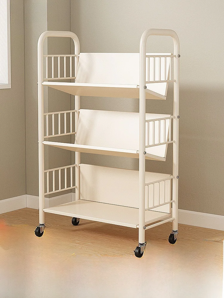

Мобильная металлическая этажерка на колесиках: простая многоярусная тележка для хранения закусок для дома и детской комнаты, удобный напольный органайзер