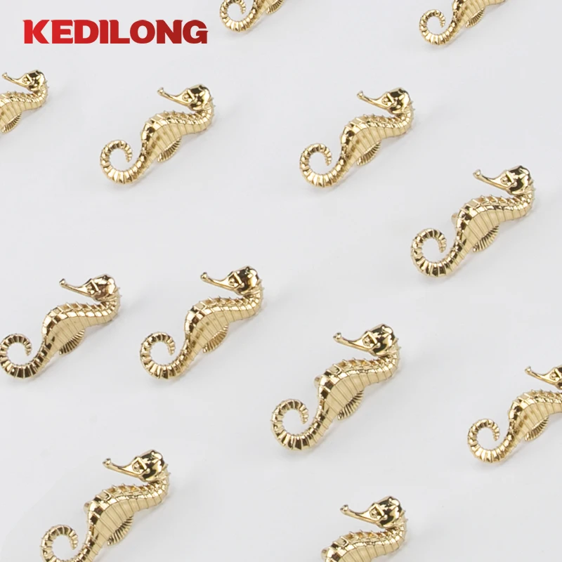 KEDLO Brass Nordic vintage seahorse brass pull handle furniture hardware brass knob Mediterranean Ocean series cabinet handle