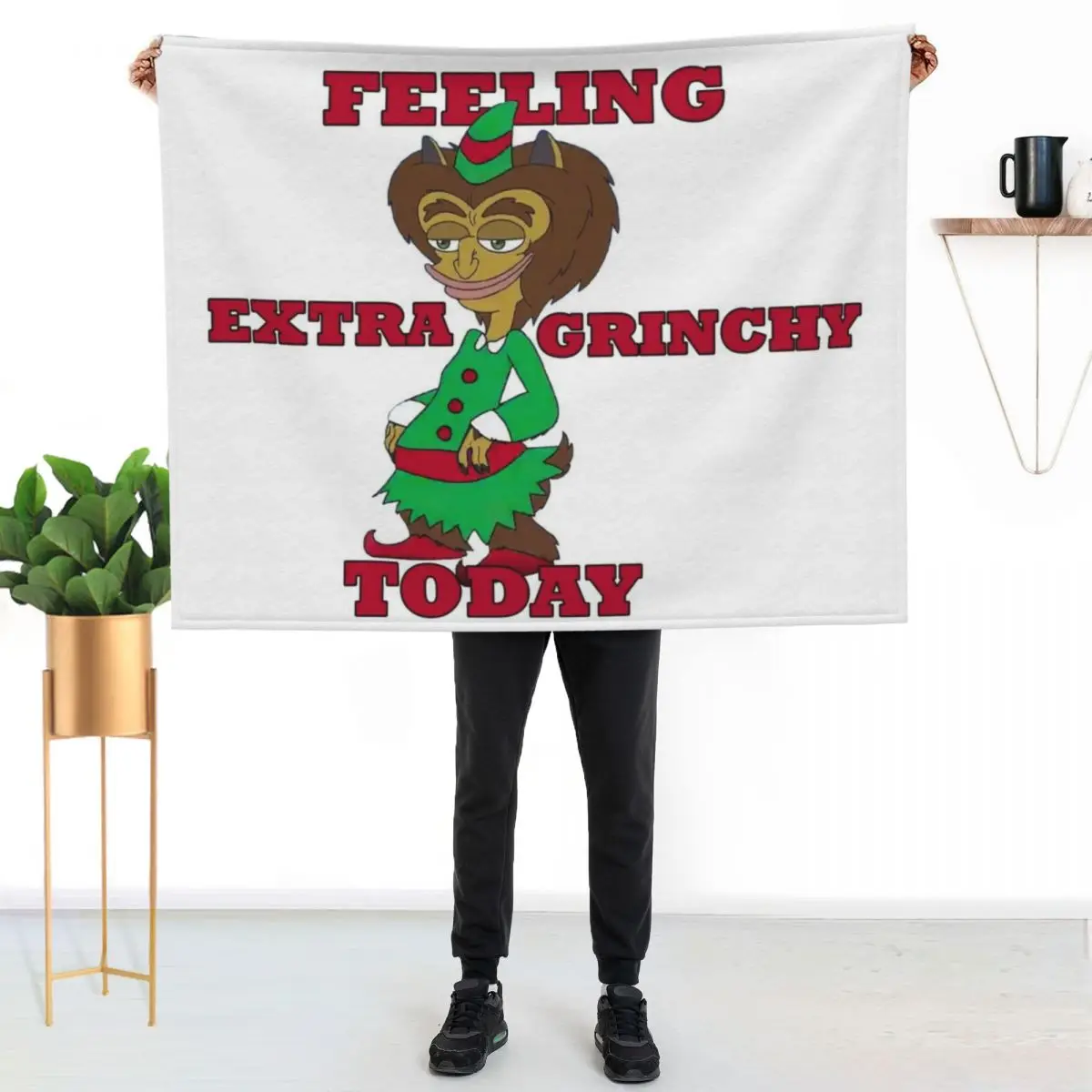 BIG MOUTH Feeling Extra Grinchy Today Maury Hormon Monster Red Throw Blanket Thins Luxury Designer Custom Blankets