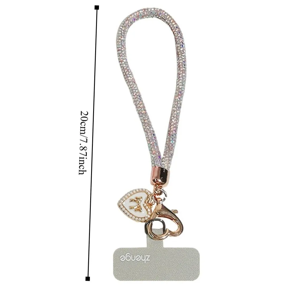 Cabo de suspensão glitter strass telefone cordão curto estilo pulso portátil diamante telefone corda luxo bling bling