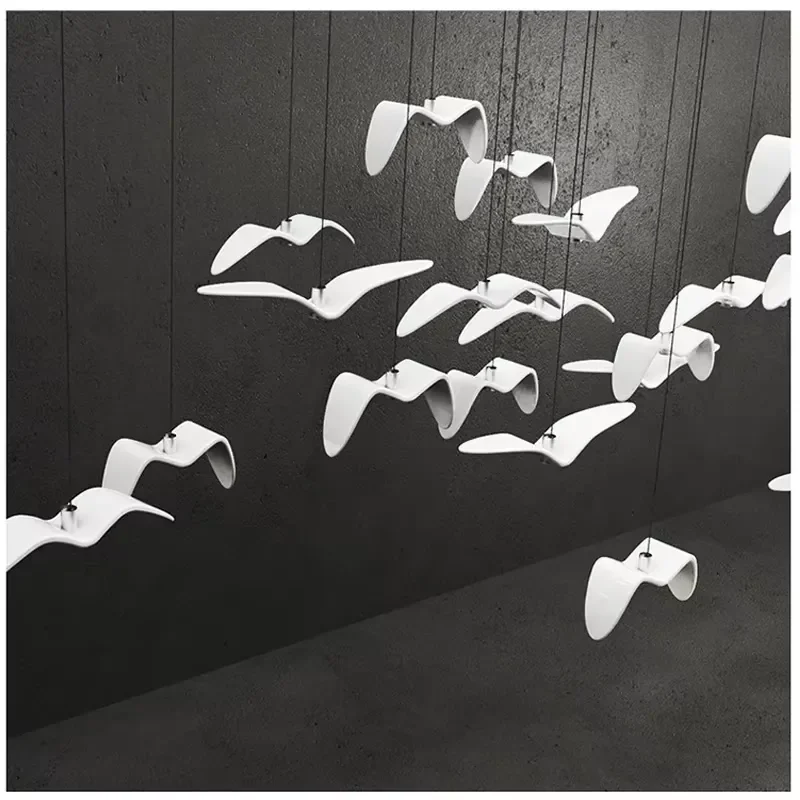 Modern Seagull Design Led Pendant Lamp Creative Bird Shape Chandelier For Bar Kitchen Ceiling Light Fixture Metal Material