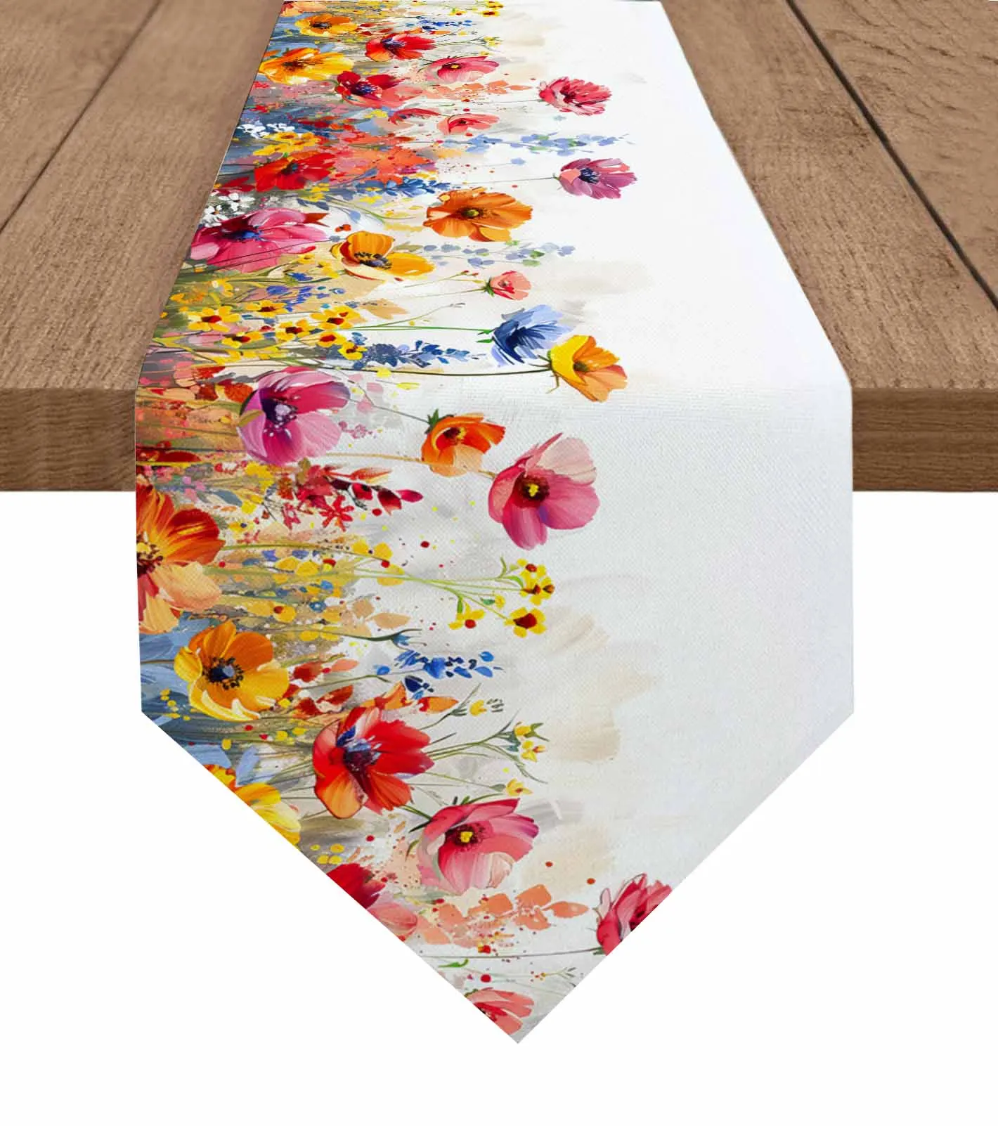 

Flowers Plants Watercolor Leaves Table Runner Wedding Party Decor Tablecloth Holiday Kitchen Table Decor Table Runner