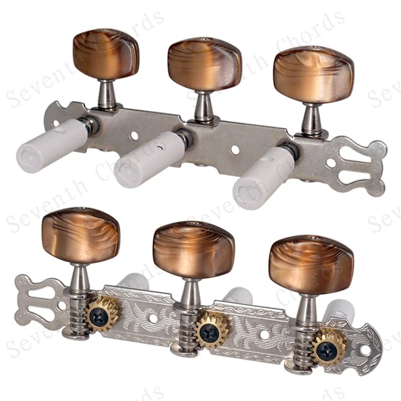 セット 3R3L コーヒービッグスクエアヘッド弦チューナーチューニングペグキーマシンヘッドアコースティックギター交換部品