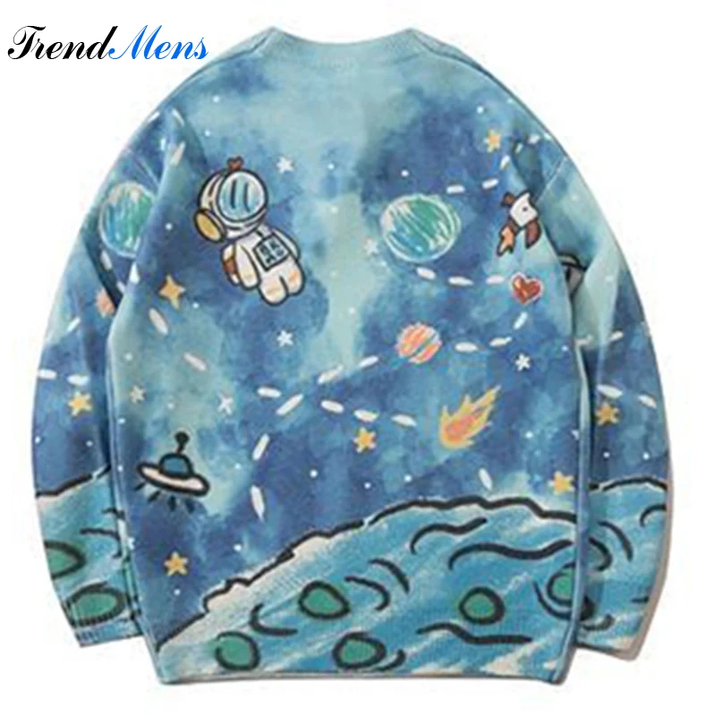 

Men Starry Sky Harajuku Knitted Sweater 2023 Japanese Couples Hip Hop Streetwear O Neck Autumn Fashion Loose Pullover Sweaters