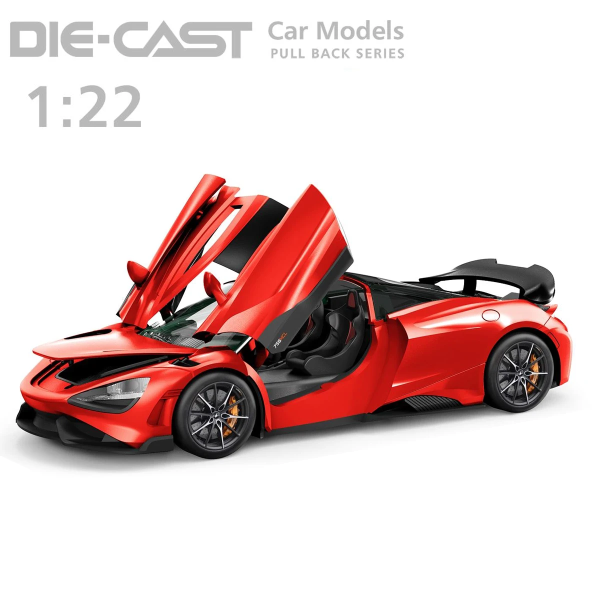 1:22 Scale 720s Car Models Alloy Simulation Model Car Toys with Sound and Light Pull Back Doors Opened Toys for Children Gift