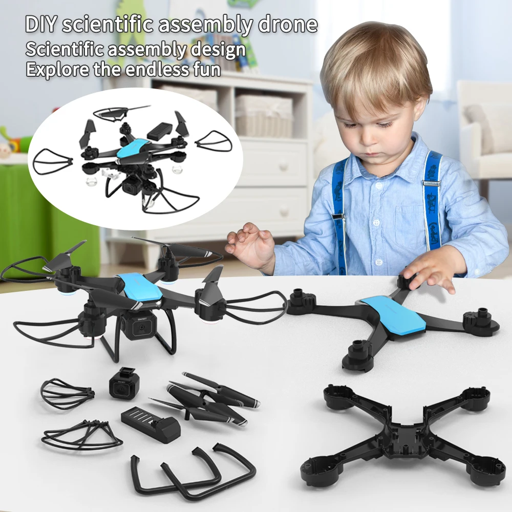 JJRC H108 Advanced DIY Drone 360 ° Roll One Key Takeoff and Landing Spin Flight 4-rotor 4K Dual Camera Video for Children's Toys