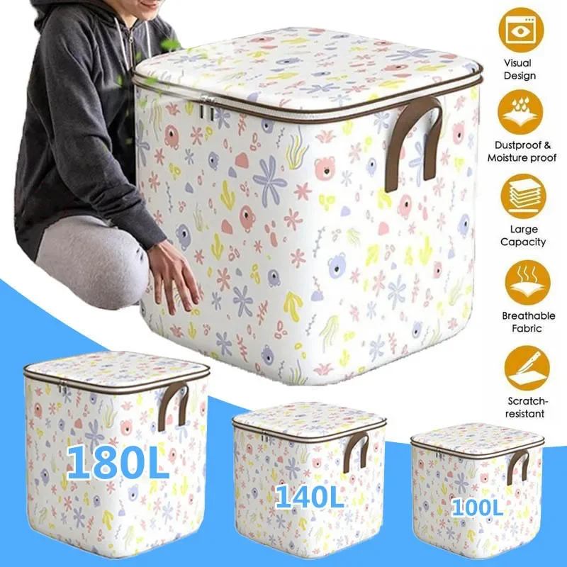 

100L/140L/180L Foldable Large Capacity Clothing Quilt Storage Bag Wardrobe Organizer Storage Container Bedding Storage Container