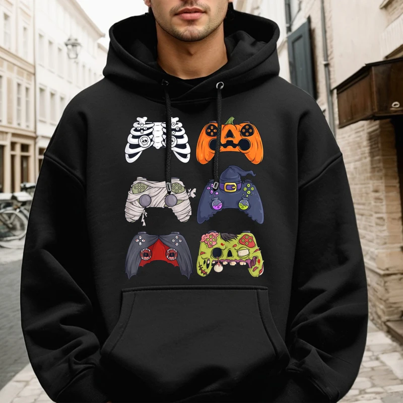 

Halloween Skeleton Zombie Gaming Controllers Special long Sleeve Funny Sweatshrt Round Neck Men's Hoodies Normal Hoodies Autumn