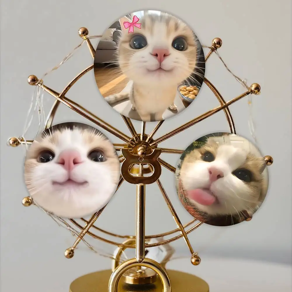 Cute Cat Badge Peripheral Lapel Pins Tinplate Round Brooch For Shoulder Bag Accessories Souvenir Gifts