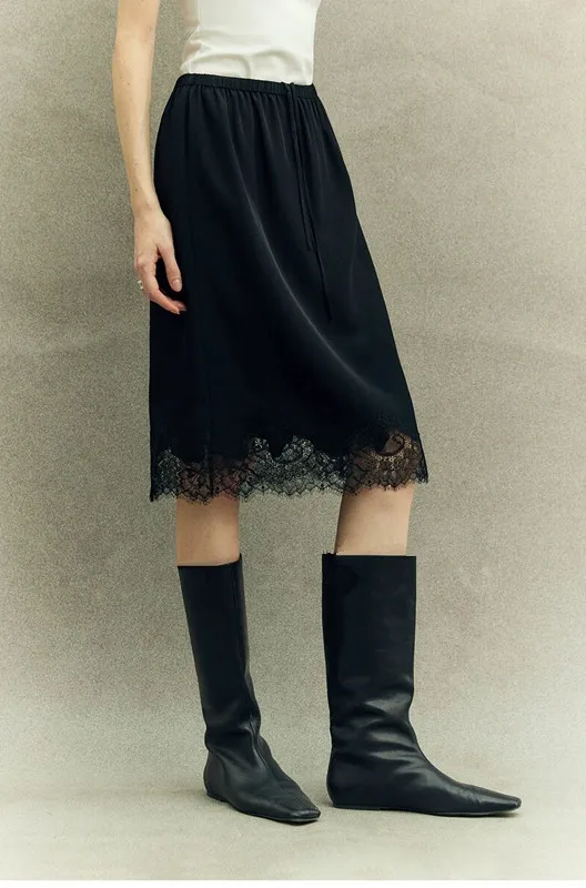 

Шелковая юбка с кружевной вышивкой для женщин, весна-лето, плиссированная, с уникальным дизайном, эксклюзивного цвета, из натурального шелка, на резинке