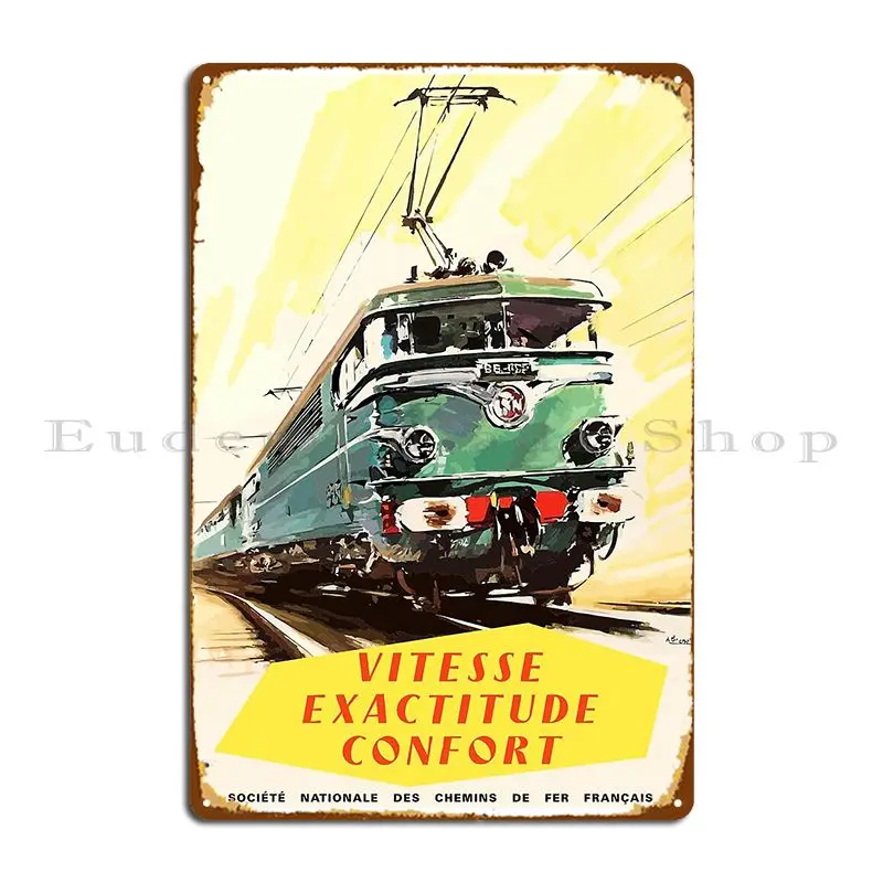 Sncf Vittesse 1958 Metal Plaque Home Club Party Printed Wall Mural Living Room Tin Sign Poster