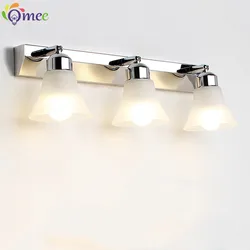 Moderne Muur Spiegel Licht Voor Badkamer Kleedkamer 3/4/5 Lights Silver Wandlamp Glas Lampenkap E27 Indoor Decoratie verlichting