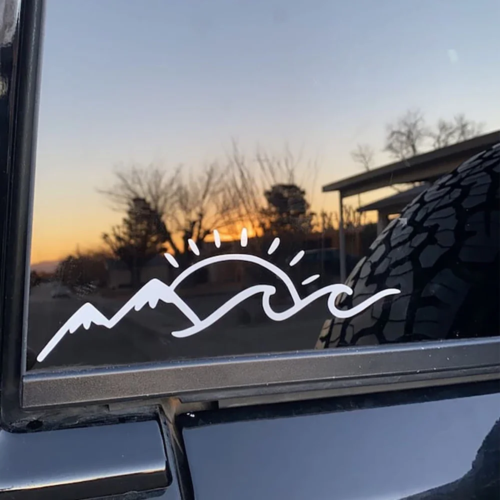 ملصقات سيارات لطيفة على شكل موجة جبلية، شارات فينيل لتزيين الجسم، ملحقات حرفية مقاومة للماء
