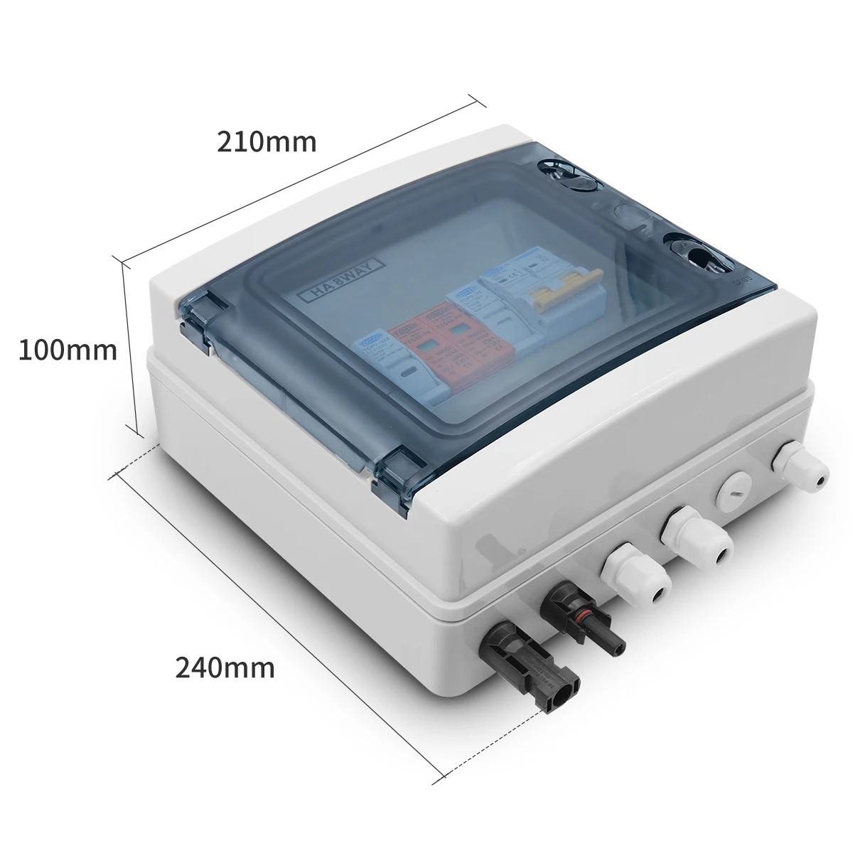 Solar-Photovoltaik-PV-Kombinatorbox mit Blitzschutz, 1 Eingang, 1 Ausgang, DC 600 V, Sicherung, MCB, SPD, wasserdichte Box IP65