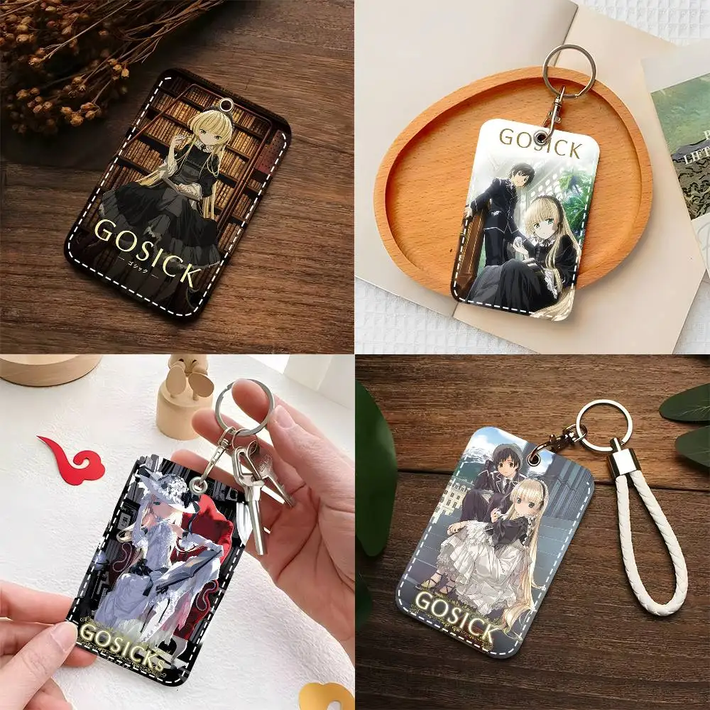 1pc Gosick Card Case Keychain Access Card Bag Key Tag Ring Leather Card Holder Key Ring Access