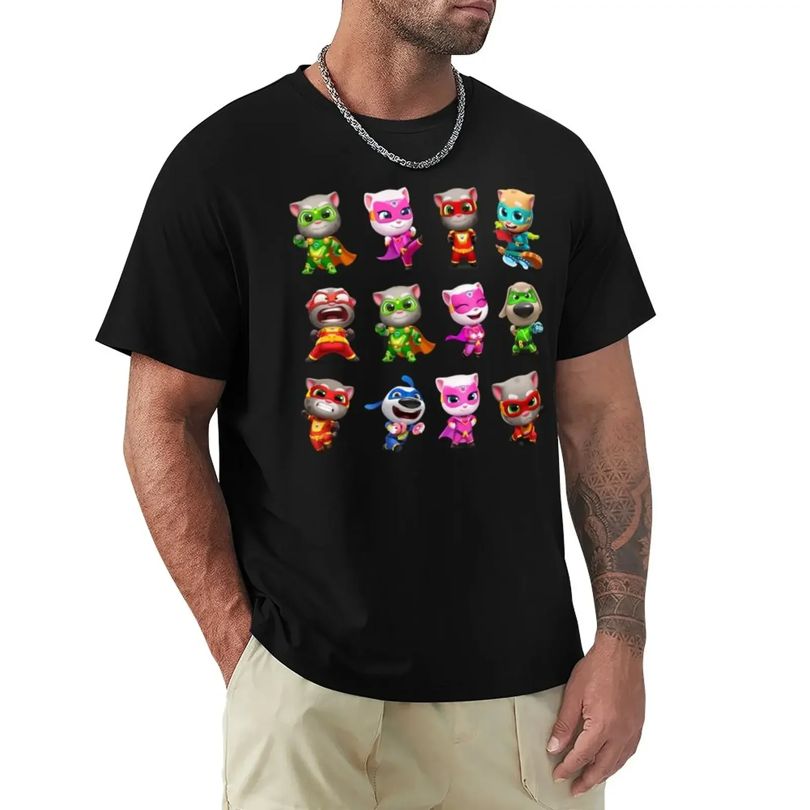 

Talking tom and friends T-Shirt heavyweight t shirts man clothes anime sweat shirt mens T-Shirts anime