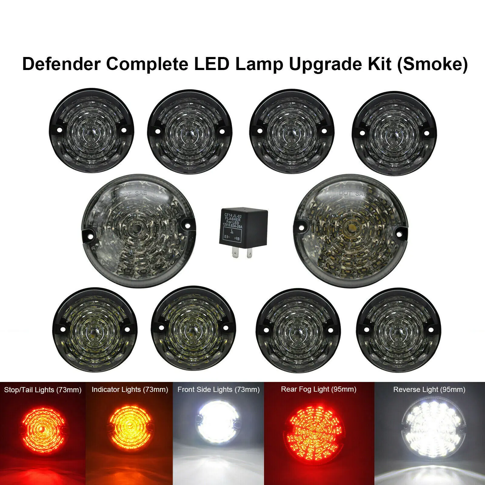 10Pcs/Set Car Light Set LED Indicator Light Turn Signals Reverse Brake Tail Lights For Land Rover Defender 90/110 1983-2016
