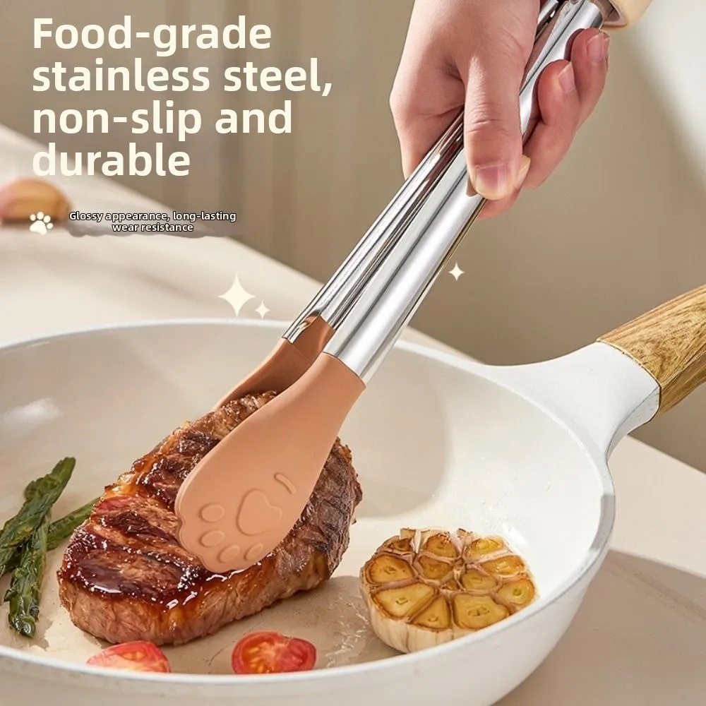 

Противоожоговые щипцы для гриля для барбекю, термостойкие противоскользящие антипригарные щипцы для стейка, эргономичный дизайн с замком, кухонный зажим для еды, барбекю