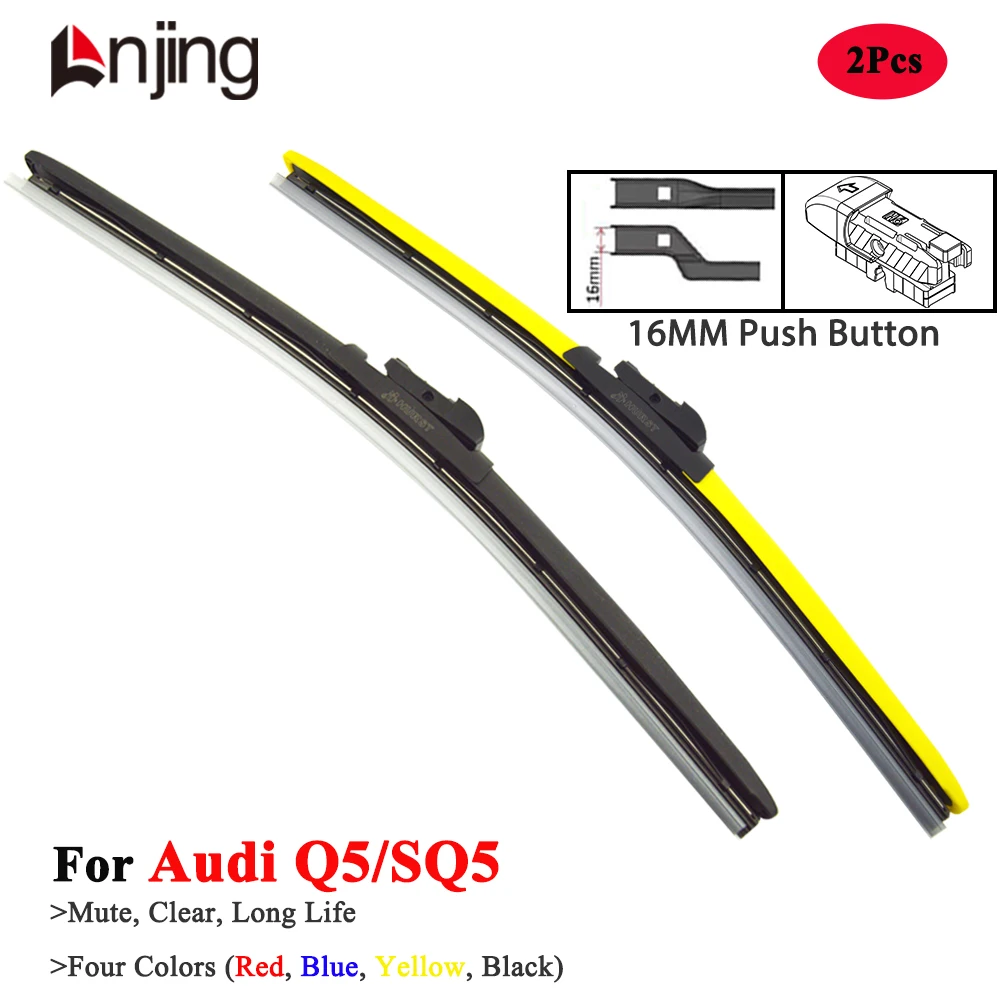 LNJING Colorful Hybrid Wiper Blades For Audi Q5 SQ5 8R FY SUV 2008 2010 2012 2015 2016 2019 2020 2022 2023 2024 Car Accessories