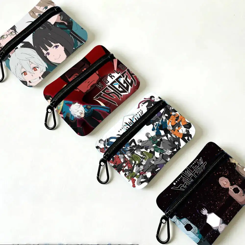 World T-Trigger Anime Oxford Fabric Wallet With Zipper Hanging Multifunctional Bag For Credit Cards Keys Coins