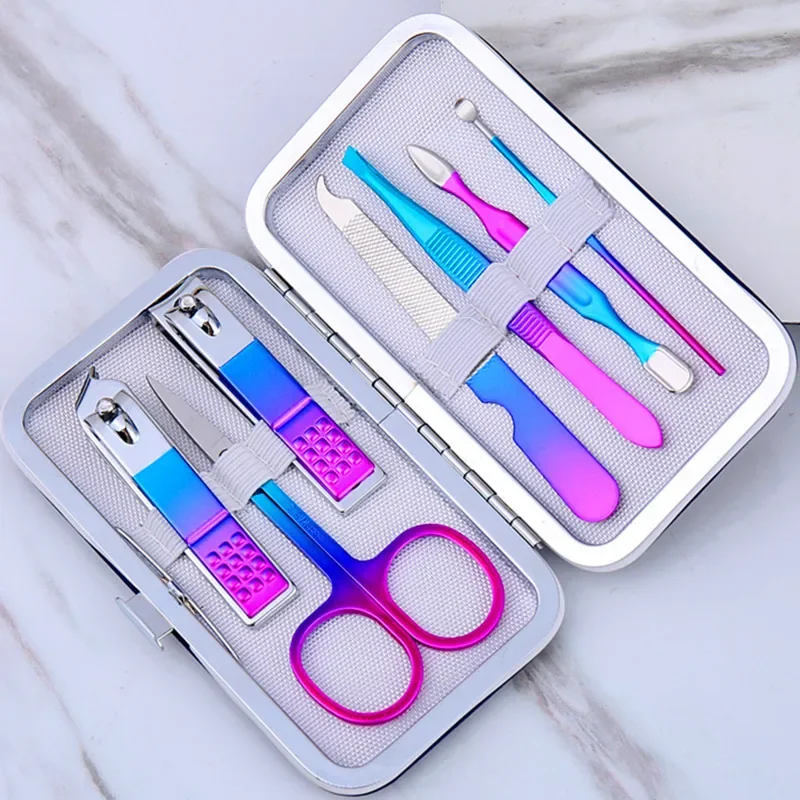 

7 to 12 pcs Manicure Cutters Nail Clipper Set Household Stainless Steel Ear Spoon Pedicure Nail Scissors Tool