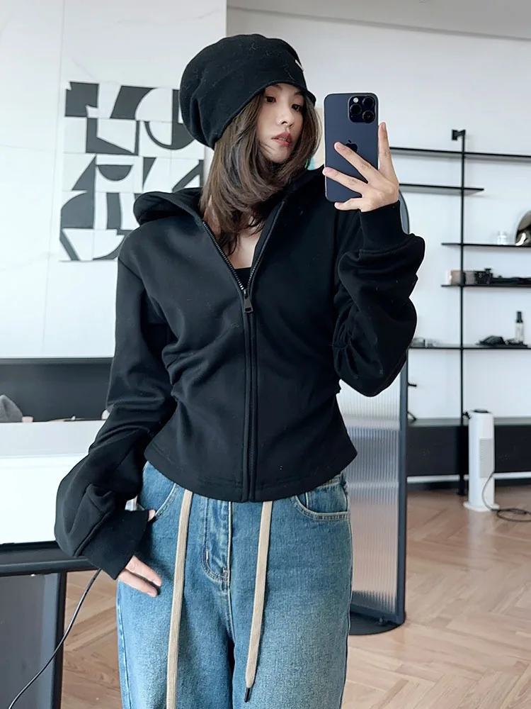 

MeiYang Bee Waist Hoodie Slim Fit Dstring ort Coat Design Casual Street Sle Long Sve Zipper Closure Color