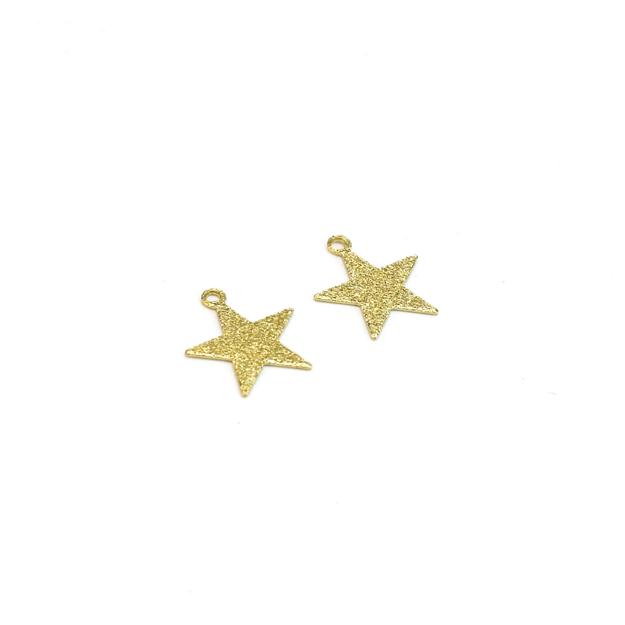 50pcs Mini Star Earring Charm, Bling Star Brass Charms, Earring Findings, 13.8x12.8mm, Jewelry Making R1181