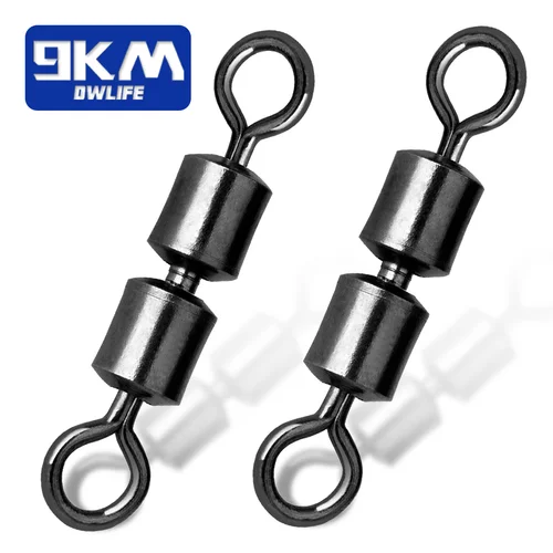 Giratorio de pesca rodante de doble articulación, 15 ~ 60 uds., giratorios de pesca de agua salada de acero inoxidable, conector de anillo de ocho caracteres de alta velocidad