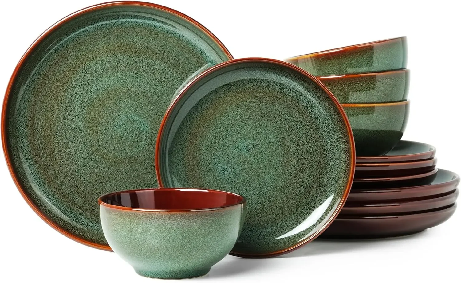 

Stoneware Dinnerware Sets, Ceramic Plates and Bowls Set, Microwave & Dishwasher Safe Kitchen Dishes, Modern Dinner Salad Plates