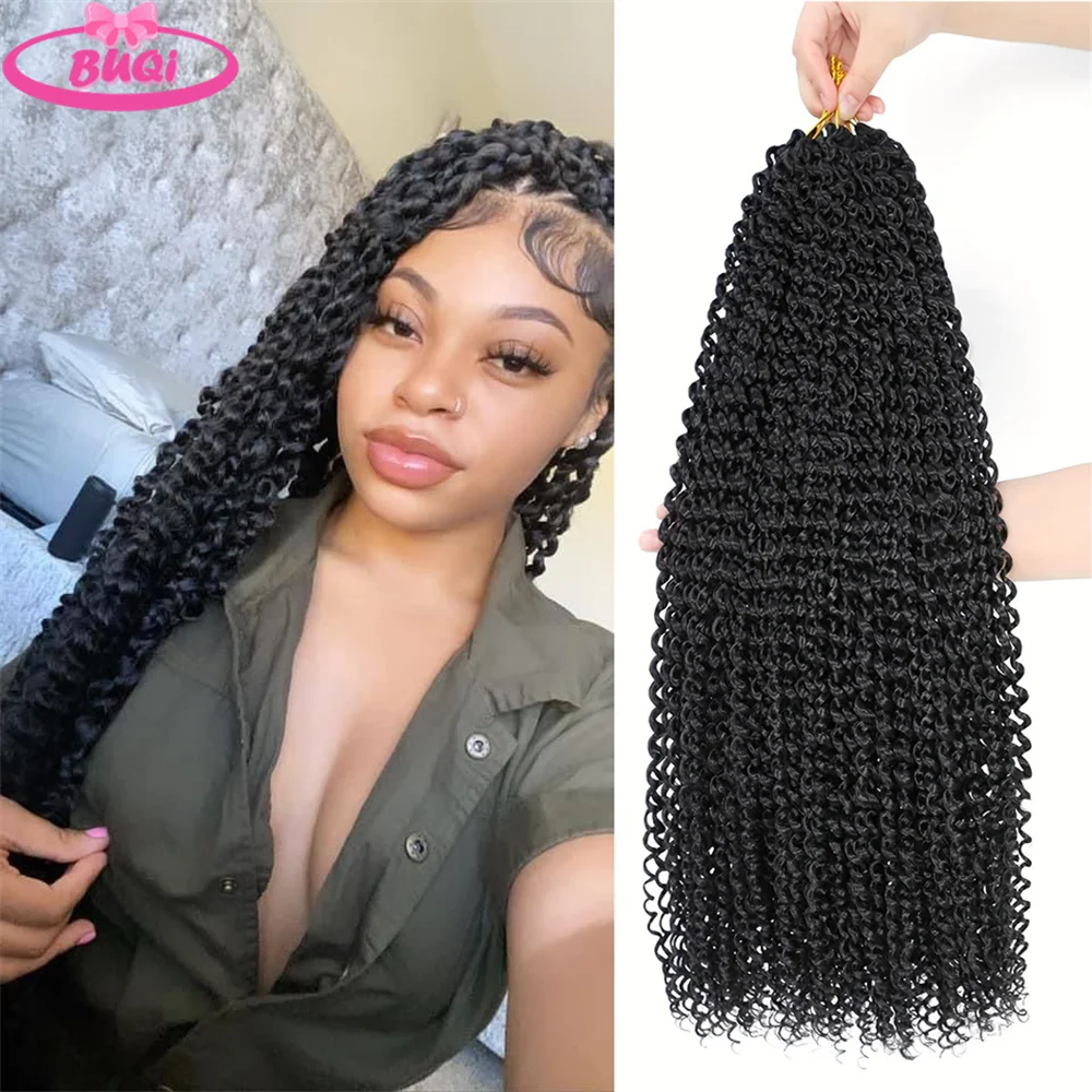 BUQI Pretwisted Passion Twist Hair 18 Inch Pre Looped Crochet Hair For Women Passion Twist Synthetic Braiding Hair Extensions