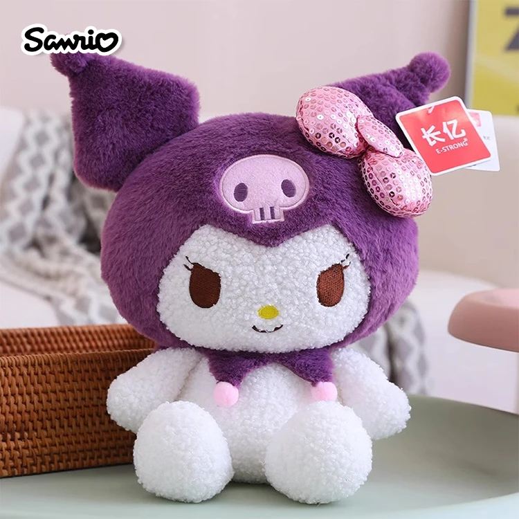 Genuine Anime Sanrio Hello Kitty Kuromi Stuffed Toys Throw Pillow Cute Plush Toys Kawaii Party Treats Birthday Gift For Girl Kid