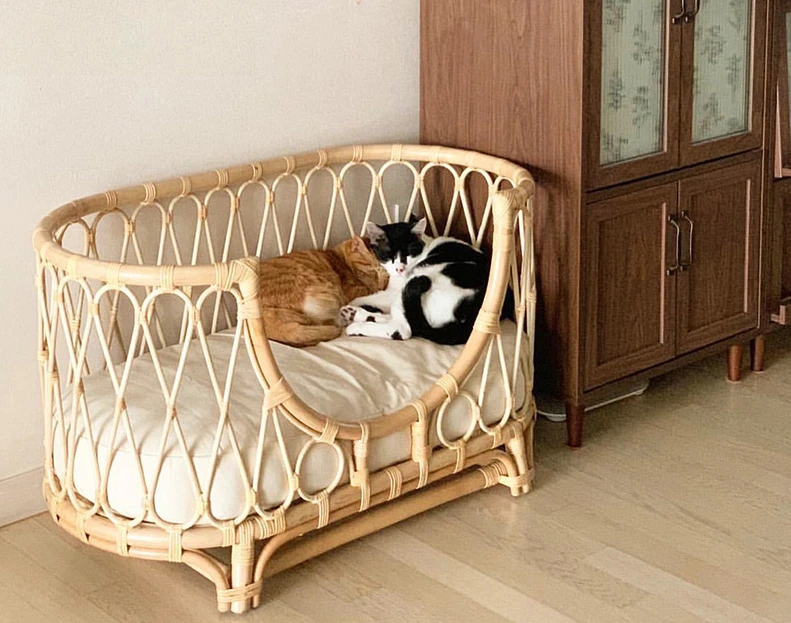 Vine woven pet bed, cat creative dog sofa, rattan chair, personalized baby small rattan bed