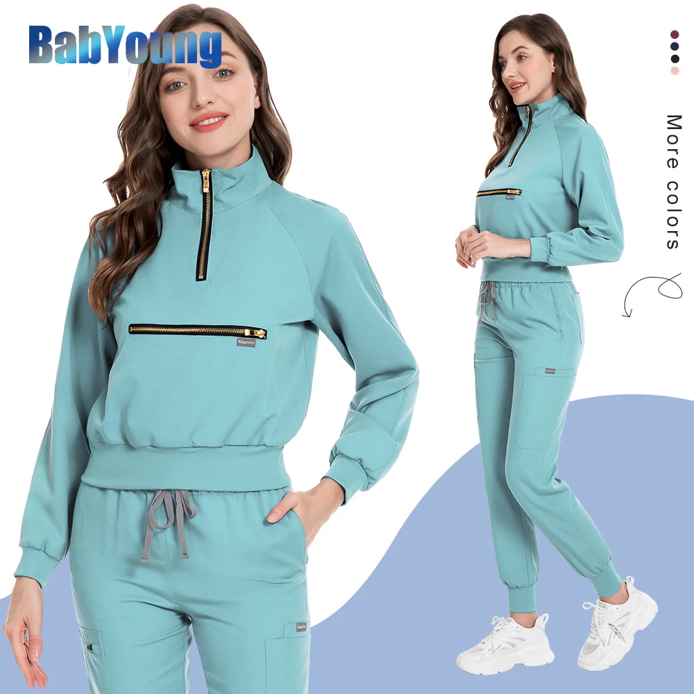 

Ladies Scrub Jogger Suit High Quality Medical Uniform Dental Clinic Surgical Nursing Scrubs Medical Suit Hospital Nurse Workwear