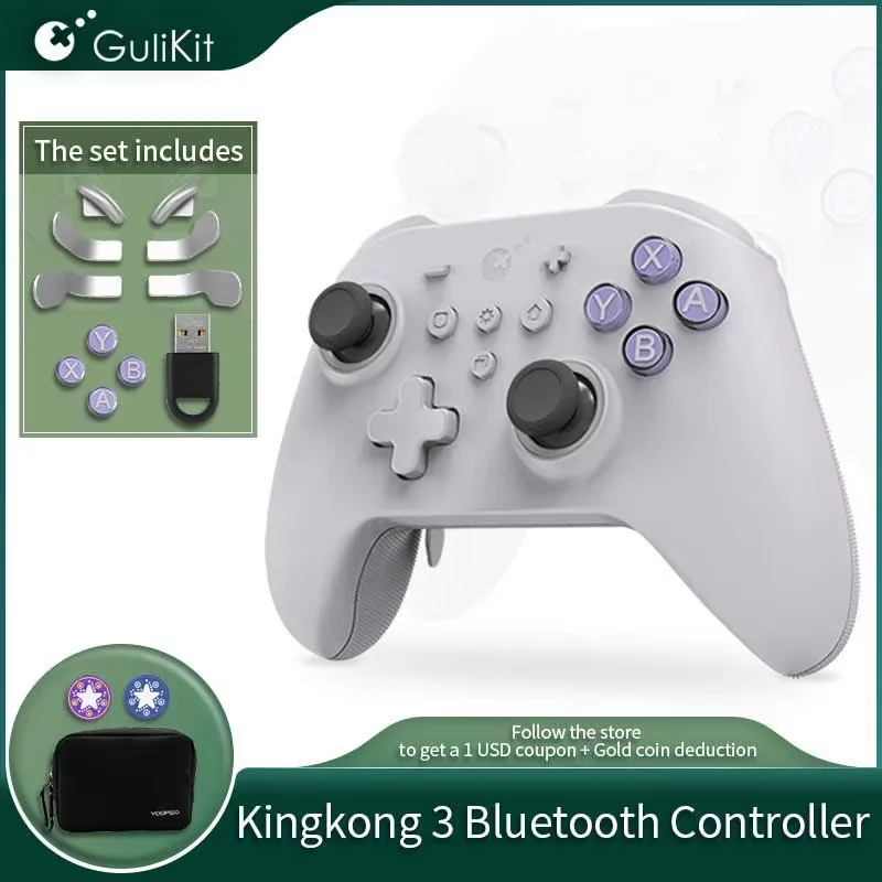 GuliKit KK3 MAX Bluetooth Controller，Wireless Gamepad with Hall Joystick NS39for Nintendo Switch/NS OLED/PC/MacOS/IOS/Steam Deck