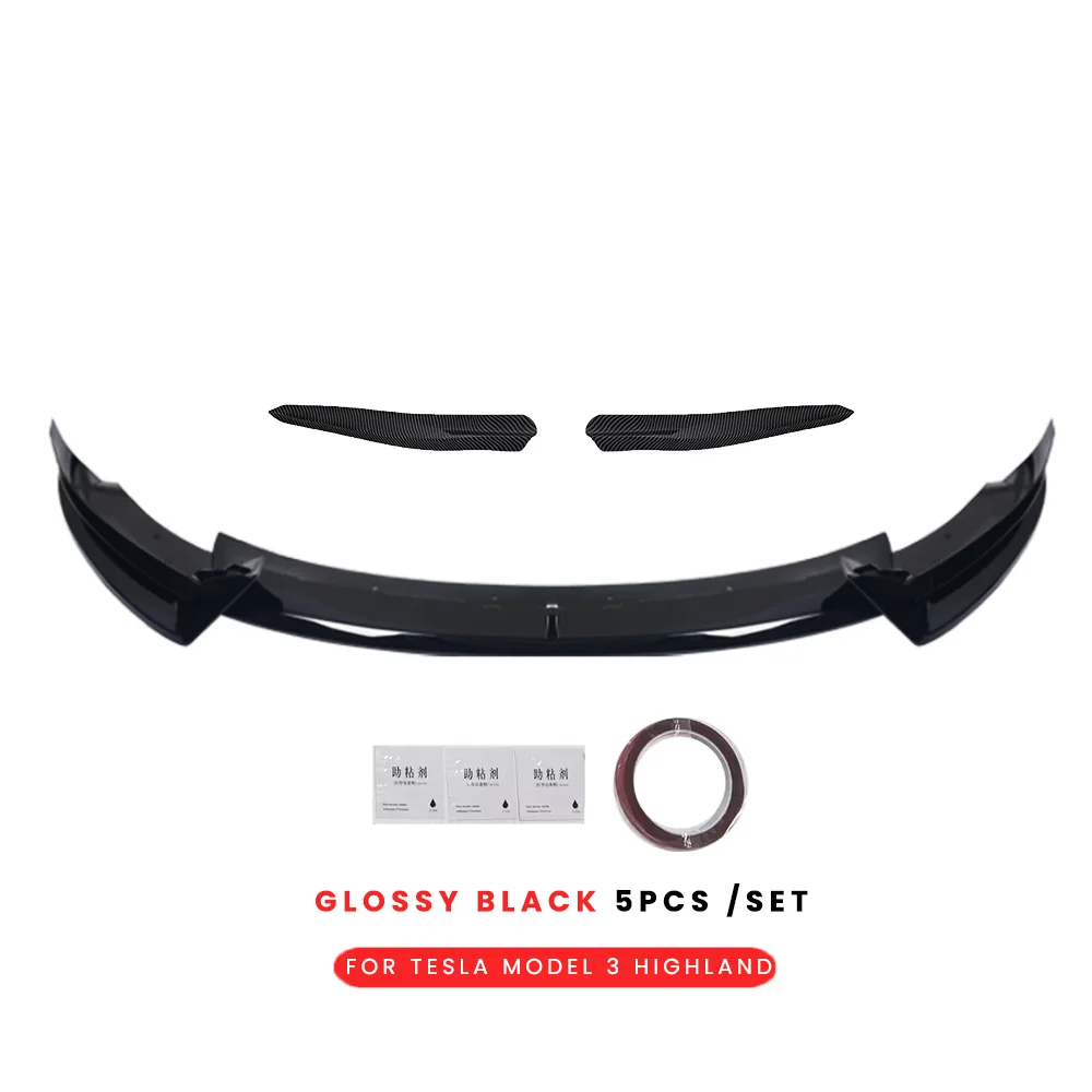 Auto Voorste Lip Voor Tesla Model 3 Highland 2024 + Voorbumper Lip Boren Gratis Sport Spoiler Blade Model 3 + Auto Accessoires