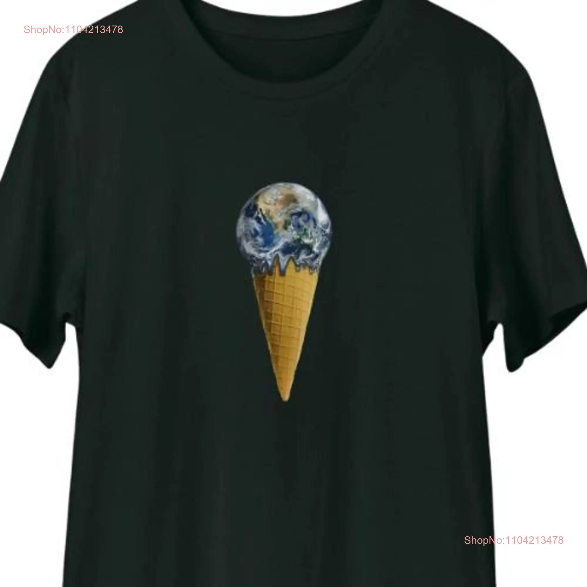 Organic T shirt melting ice cream climate change tee sustainable earth friendly gift long or short sleeves