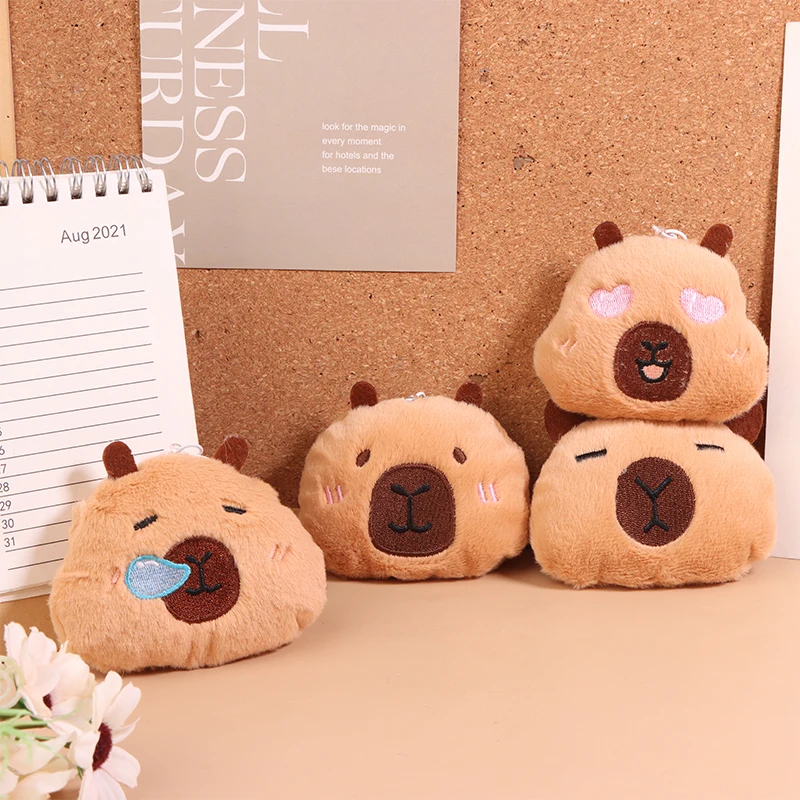 Cute Cartoon Capybara Plush Keychain Creative Fashion Fluffty Toy Kawaii Doll Car Keyring Backpack Decoration Accessories Gifts