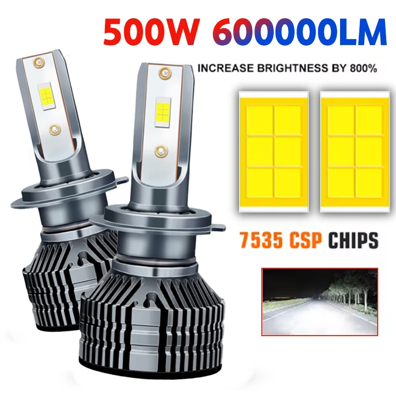 

500 Вт H7 H4 LED HB3 HB4 9005 9006 H1 H3 H11 HIR2 9012 Светодиодные лампы Автомобильные лампы Haedlight Canbus Turbo Fan Автоматические противотуманные фары 6000K