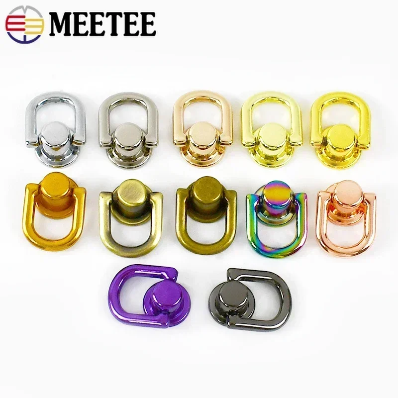 5/10/20pcs 10mm D Ring Bag Handles Chain Hook Handbag Side Clip Screw Nail Rivet Webbing Strap Connector Clasp Buckle DIY Craft