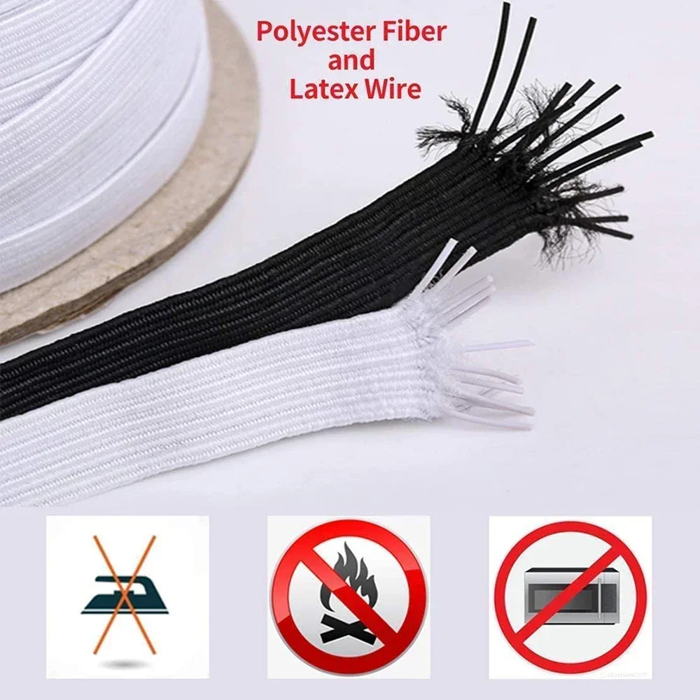 Bandas elásticas de 10M, cuerda elástica de 3/4/5/6/8/10mm, banda elástica pesada, banda elástica de tela suave, banda de punto elástica, manualidades y costura