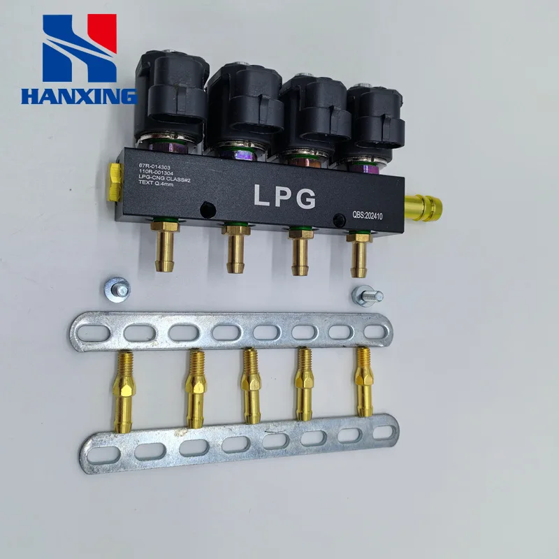 LPG/CNG Kit Systems Fittings Black Anodized Fuel Injection Rail for Automotive Applications Auto Gas Equipment