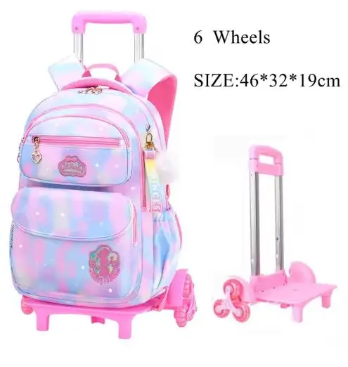 Rollende Zakken Met Trolley Rollende Rugzak Voor Meisjes 18 Inch Kids School Trolley Tassen School Wielen Rugzak Tas