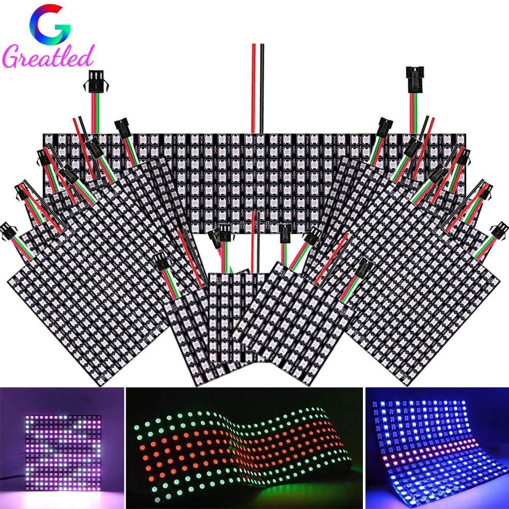 

1~5Pcs WS2812B Digital LED Flexible Individually Addressable Panel WS2812 8x8 16x16 8x32 Led Pixel Module Matrix Screen DC5V