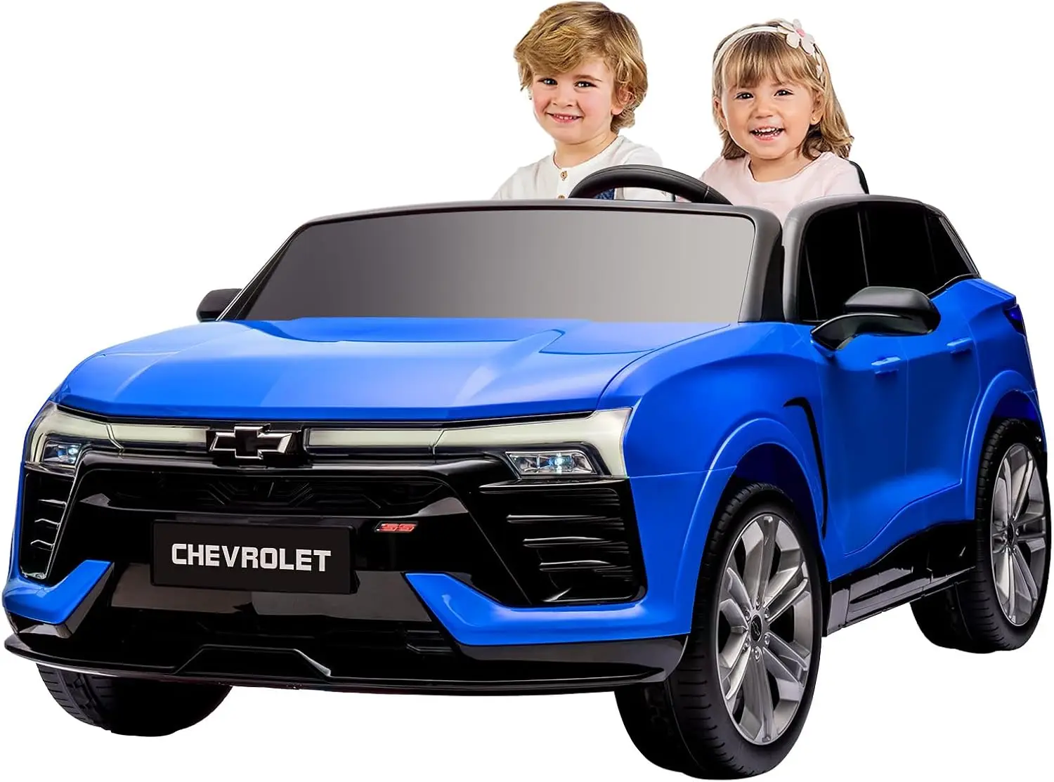2-Seater 24V Electric Car for Big Kids, Licensed Blazer Chevrolet Ride on Car w/Parent Remote Control, Music, Headlights & Sprin