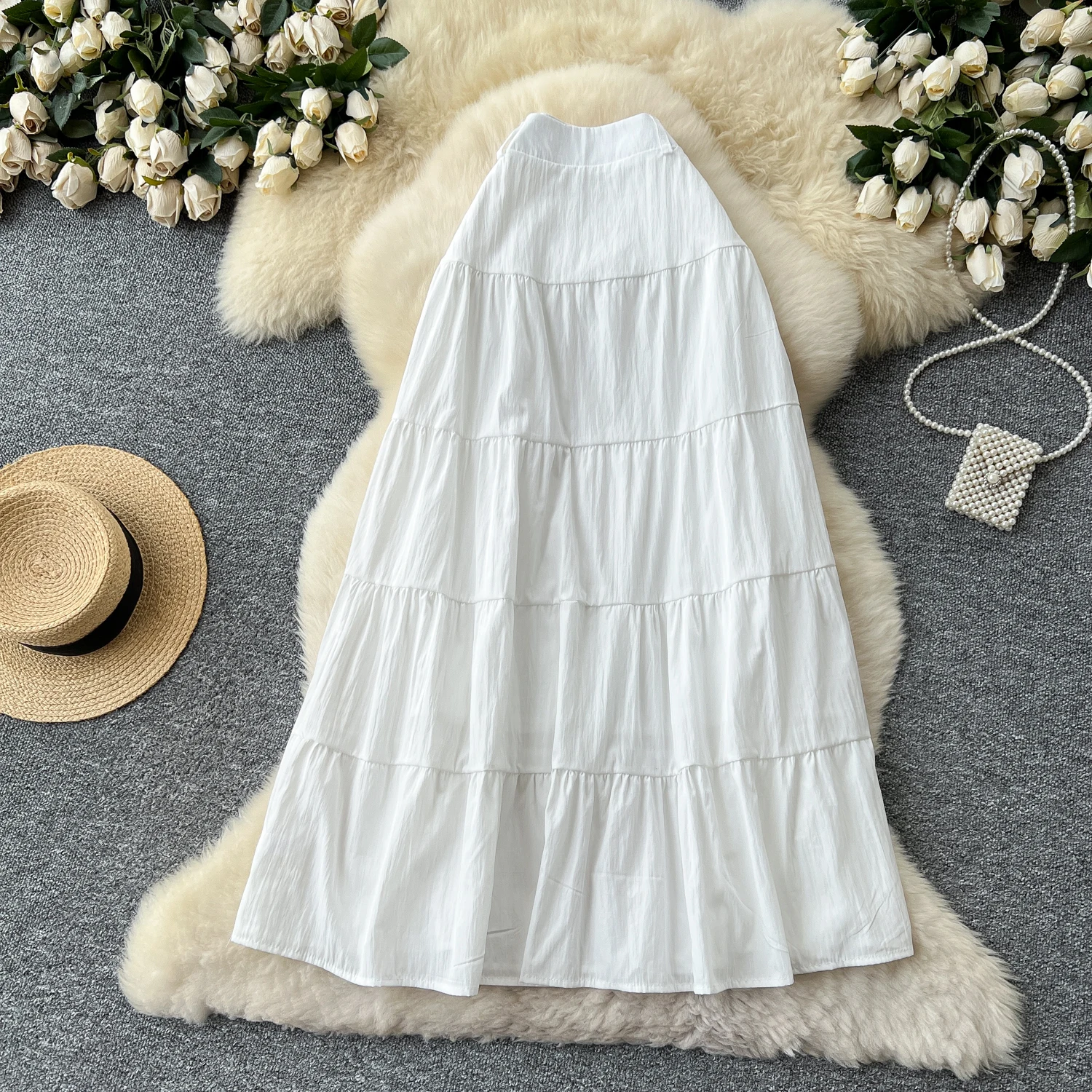 المرأة الأنيقة أنيقة سبليت مطوي عالية الخصر أزياء خمر التفاف Fairycore تنورة الربيع الصيف الملابس