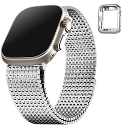 Carbon Steel for Apple Watch Band 38/40/41/42/44/45mm Magnetic Attraction Strap for Apple Watch Series 9 8 7 6 5 4 Ultra 2 SE 3