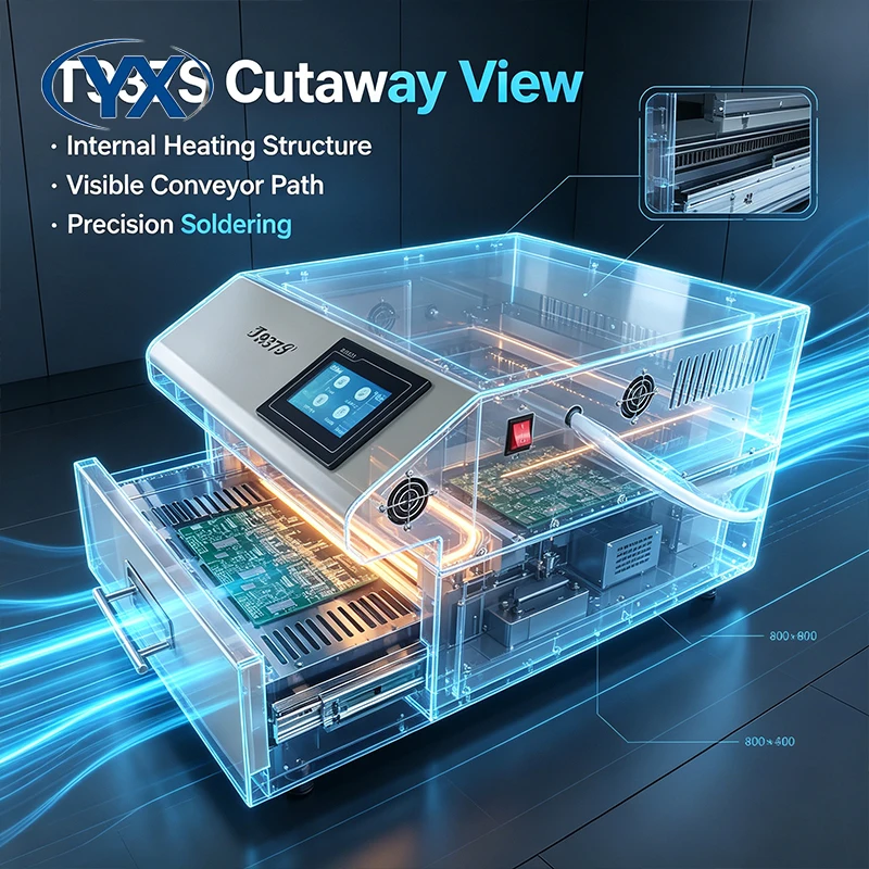YX T937S Smart Touch Screen SMT Oven for PCB LED BGA Solder 350*370mm Size High Efficiency Reflow Oven